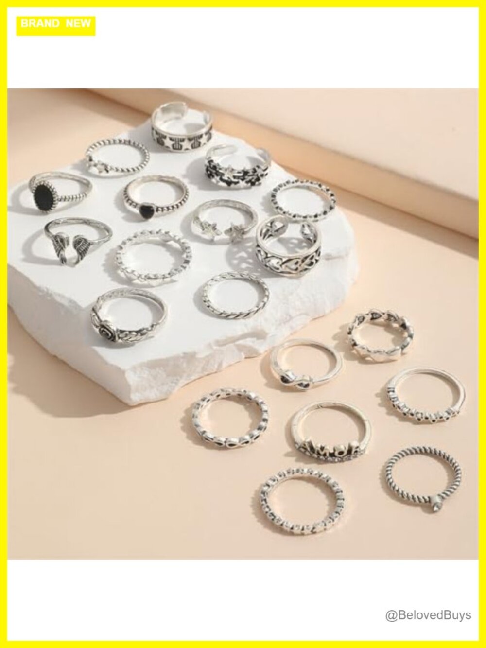 Gothic Stackable Rings Set Snake Design Knuckle Rings Vintage Style - Picture 3 of 5